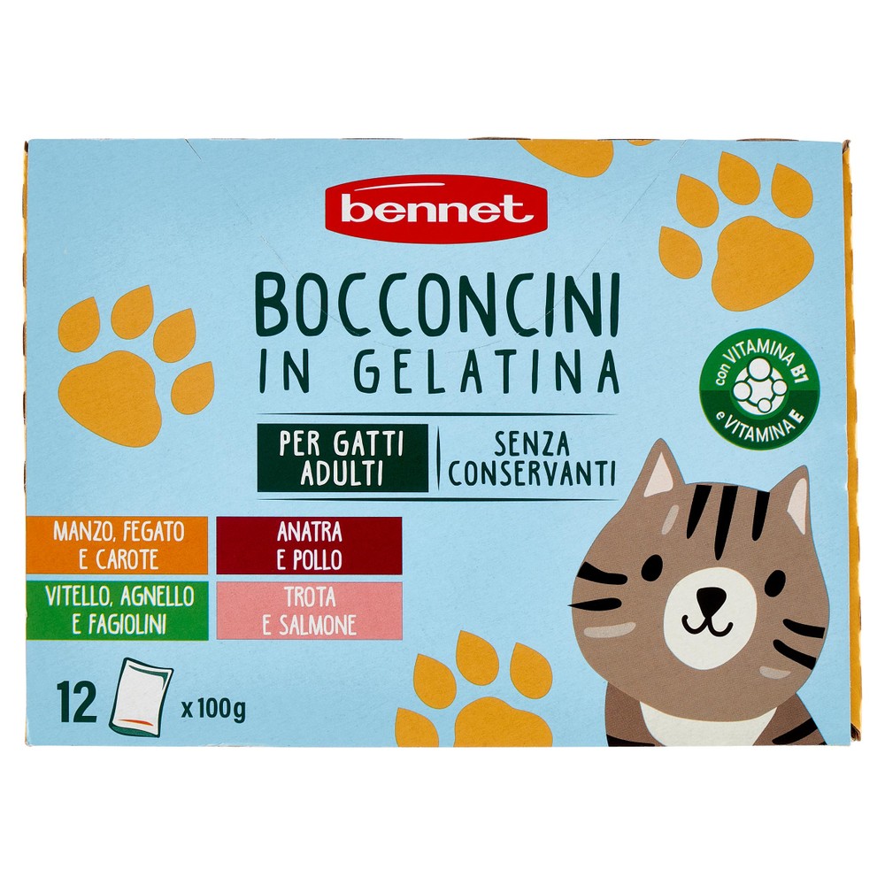 12 Buste Bocconcini Per Gatti In Gelatina Bennet - Foto 1