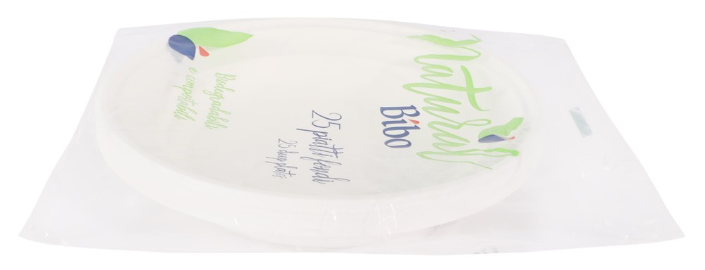 25 Piatti Fondi Bioplastica Bianchi Natural Bibo - Foto 2