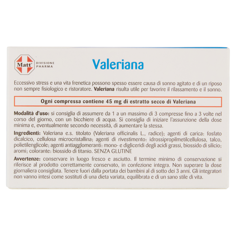 Integratore A Base Di Valeriana Rilassante 60 Compresse Matt - Foto 3