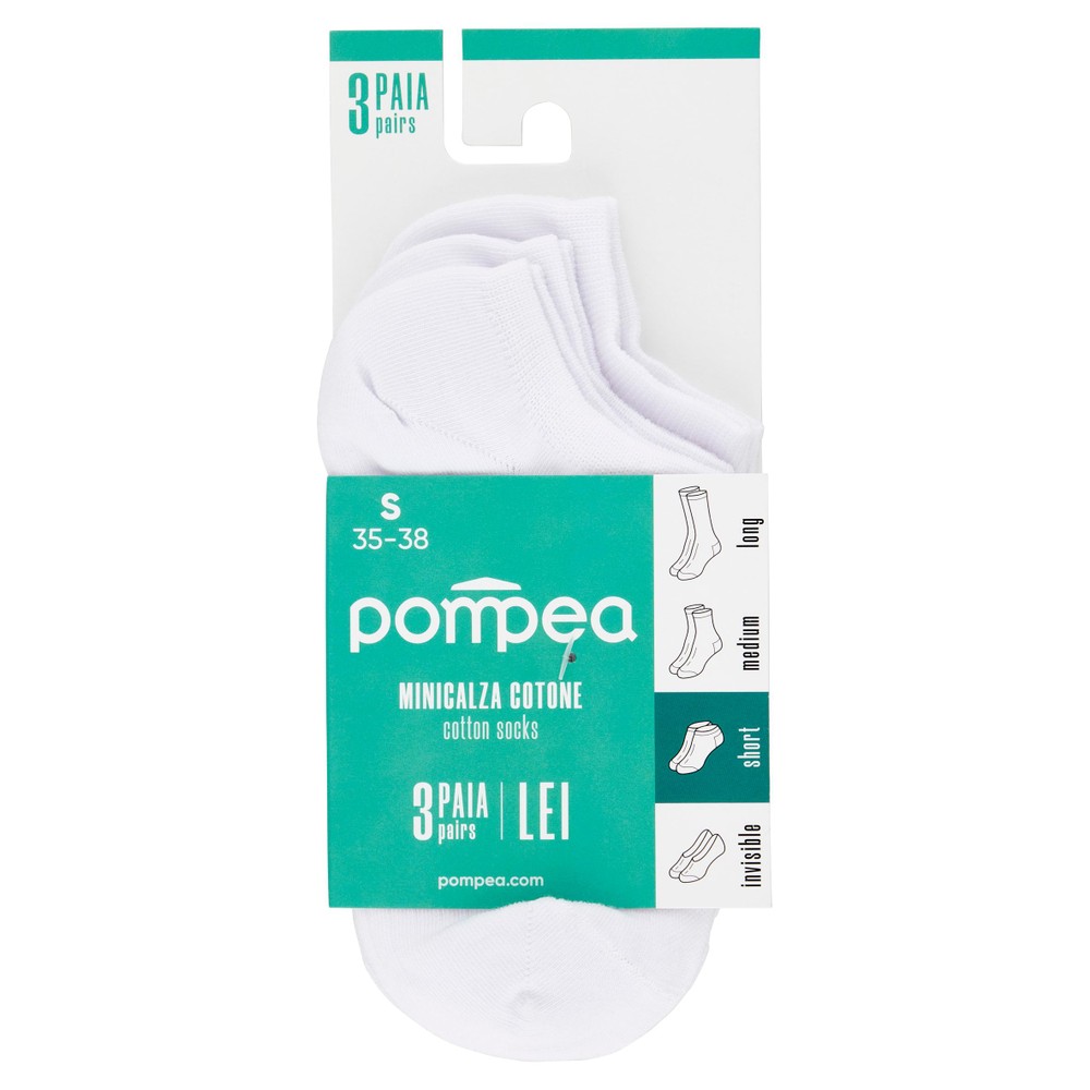 Minicalze Donna Tg.35/38 Bianco Conf Da 3 Pompea - Foto 1