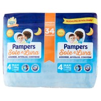 Pannolini Sole E Luna 2x17, Taglia 4 Maxi (8-15 Kg) Pampers