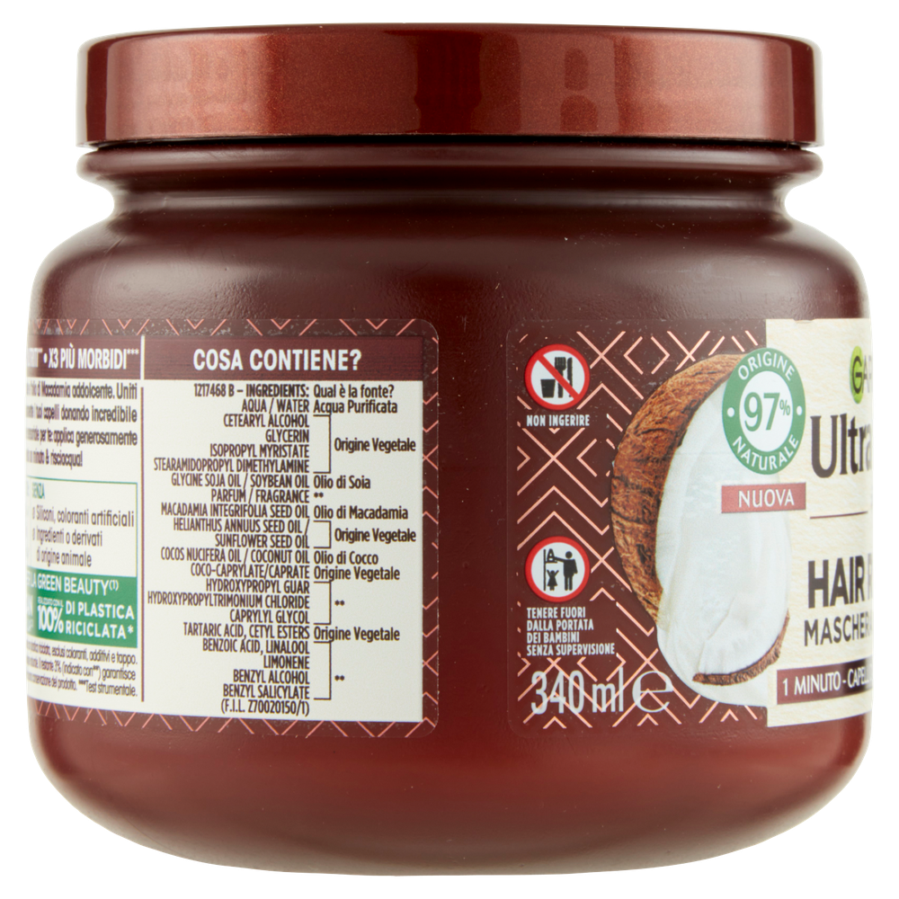 Maschera Capelli Nutriente Latte Di Cocco Ultradolce Garnier - Foto 2