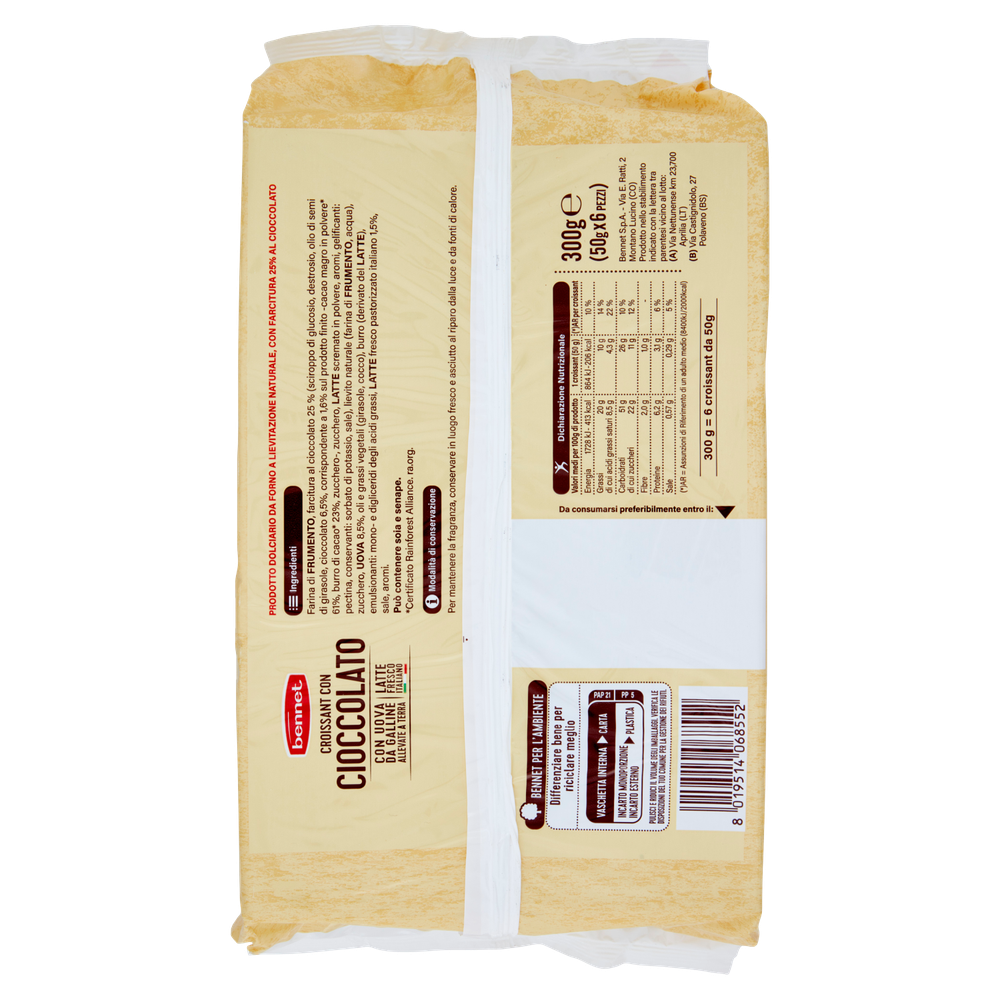 Croissant Farciti Al Cioccolato 6x50g Lievitazione Naturale Bennet - Foto 3