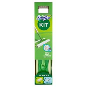 Swiffer Starter Kit Scopa Lavapavimenti 1 Scopa, 8 Panni + 3 Umidi - Foto 1