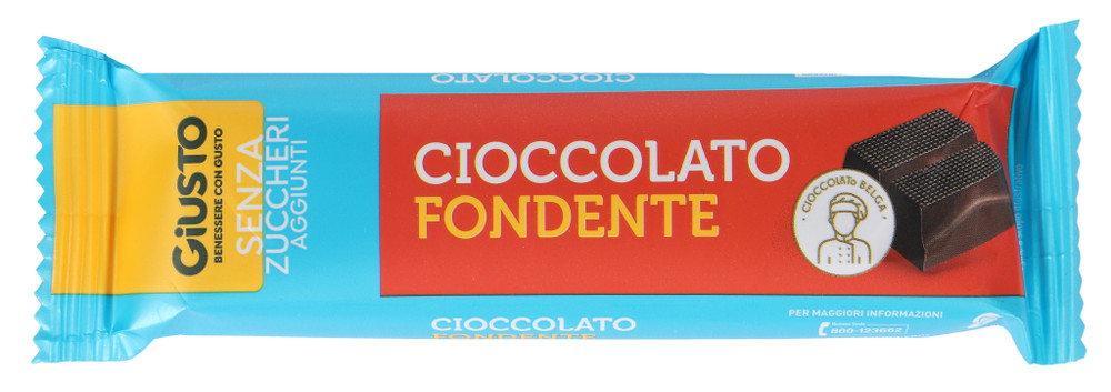 Giusto Barretta Cioccolato Fondente Senza Zucchero 42g - Foto 1