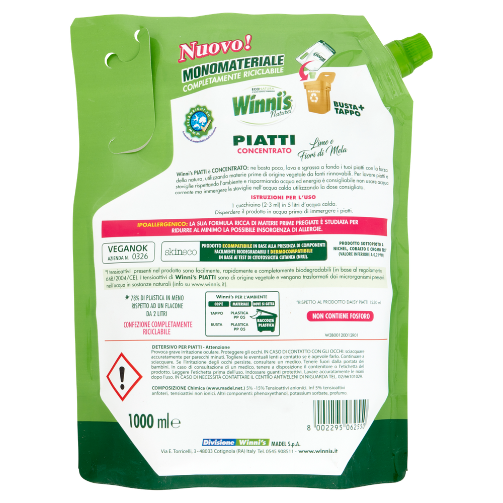 Ecoricarica Detergente Per Piatti Concentrato Winni's