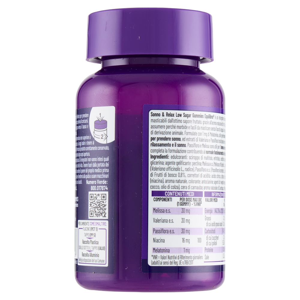 Equilibra Sonno & Relax Low Sugar Gummies 30 Gummies 90 G - Foto 3