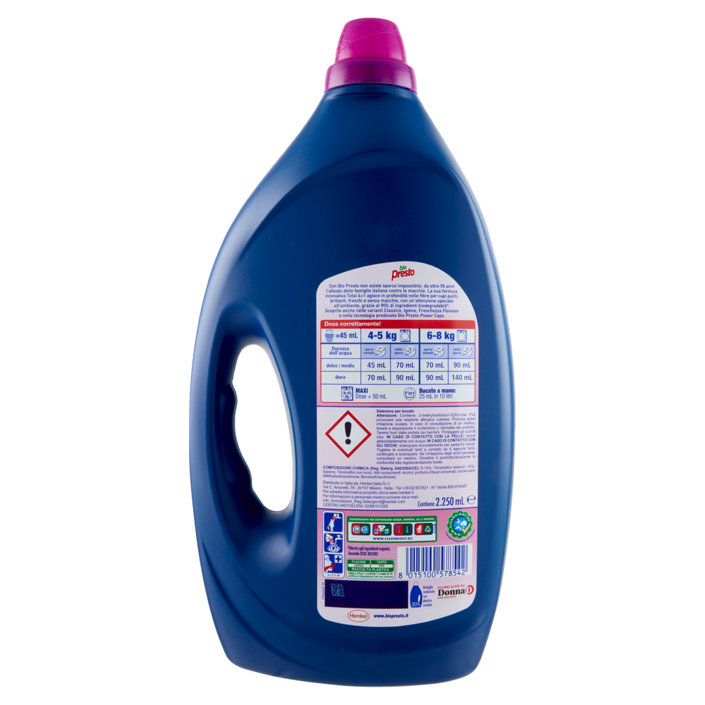 Detersivo Liquido Per Colorati 50 Lavaggi Bio Presto - Foto 3