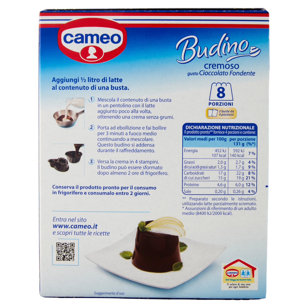 Preparato Per Budino Cremoso Gusto Cioccolato Fondente 2x88g Cameo - Foto 3
