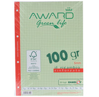 Ricambi A4 5mm Award Green Life Carta Fsc, 50 Fogli, 100gr. Rinforzato Ricambi A4 5mm Award Green Life Carta Fsc, 50 Fogli, 100gr. Rinforzato