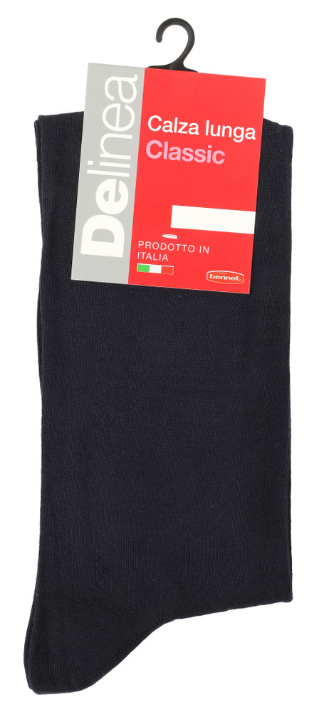 Calze Lunghe Uomo 39/41 Blu Maglia Liscia Delinea
