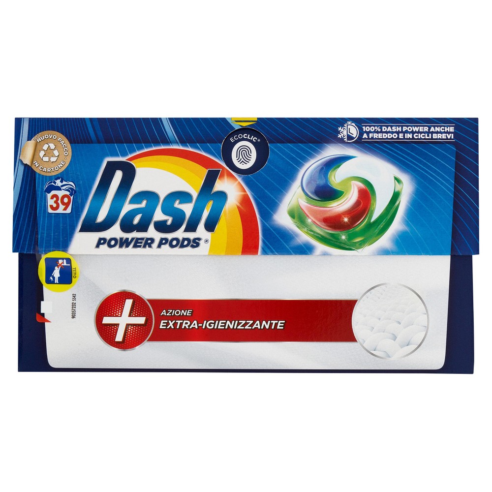 Dash Power Pods Detersivo Lavatrice In Capsule, Azione Extra-Igienizzan