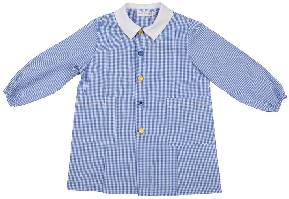 Grembiule Asilo Bambino 5 Anni Vichy Azzurro - Foto 1
