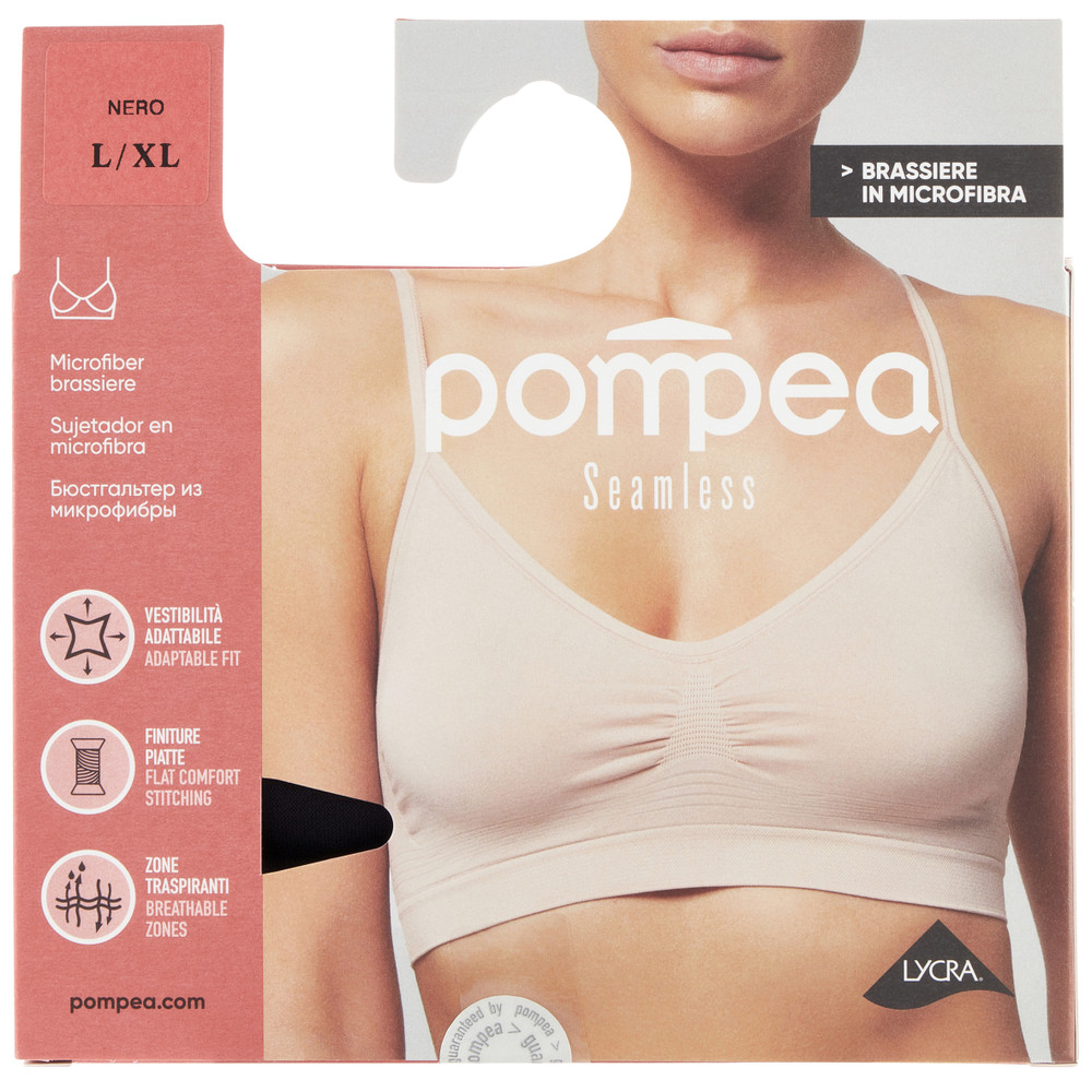 Brassiere Microfibra Elasticizzata Senza Cuciture L/Xl Nero Pompea - Foto 1