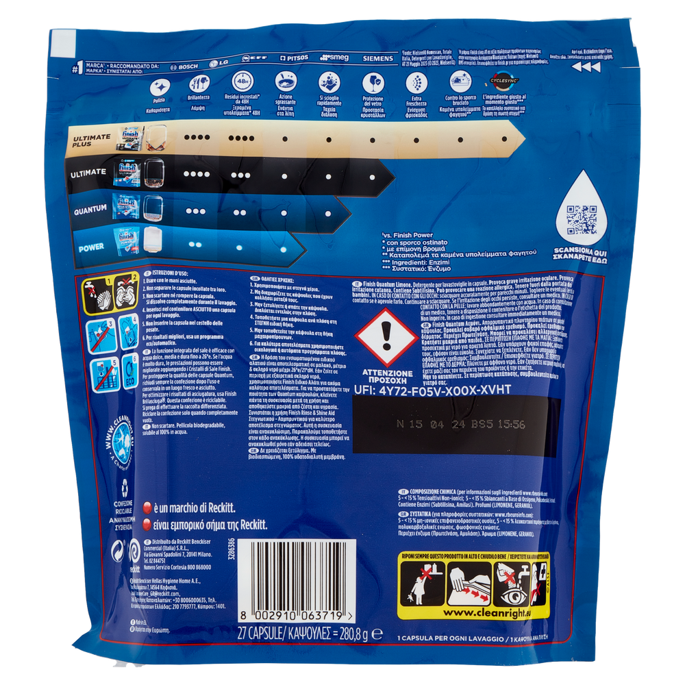 Tabs Lavastoviglie Limone 27 Lavaggi Quantum Finish Power Ball - Foto 3