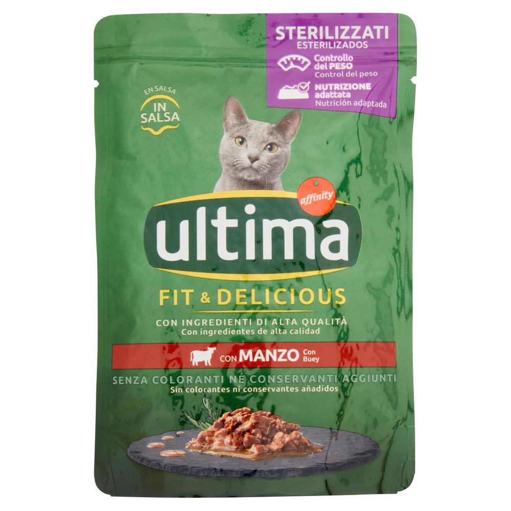Alimento Per Gatti Sterilizzati Wet&Delicious Ultima Manzo