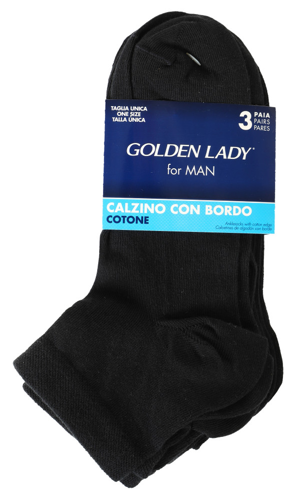 3 Calze Corte Con Bordo Uomo Taglia Unica Blu Golden Lady - Foto 1