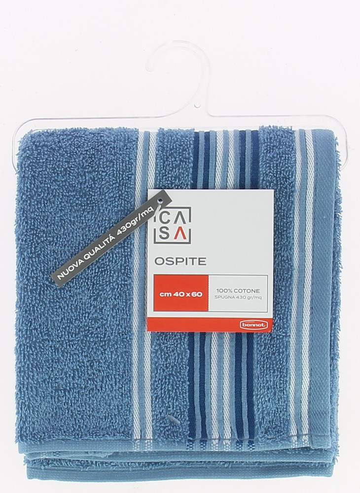 Ospite Spugna Bordo Jacquard Cm40x60 Azzurro Scuro Casa - Foto 1