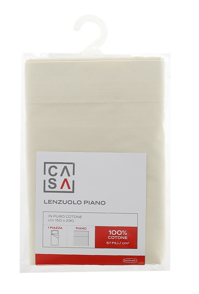 Lenzuolo Piano Tinta Unita 1 Piazza Cm150x290 Avorio Casa - Foto 1