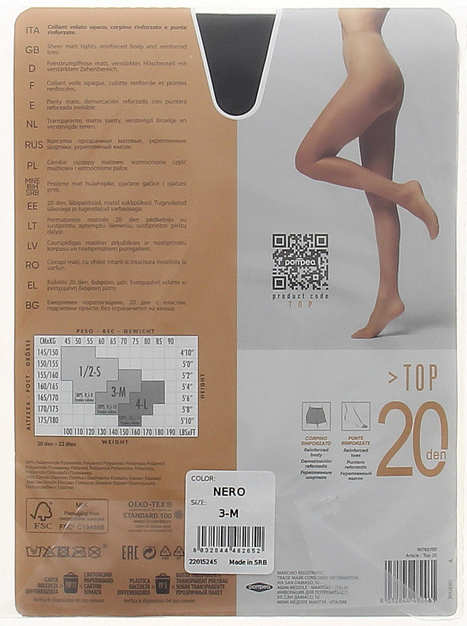 Top 20 Collant Tg 3 Nero 20 Denari Pompea - Foto 2