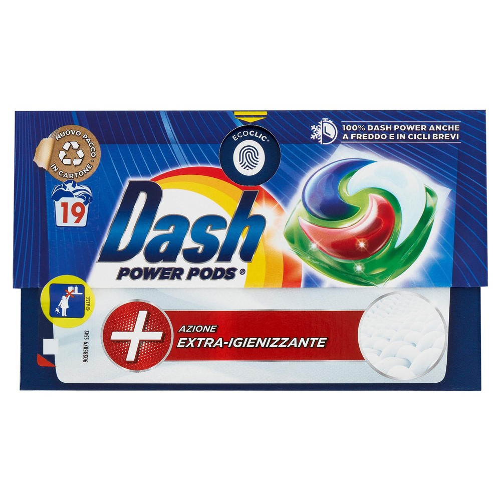 Dash Power Pods Detersivo Lavatrice In Capsule, Azione Extra-Igienizzan
