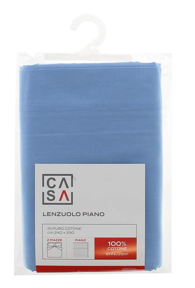 Lenzuolo Piano Tinta Unita 2 Piazze Cm240x290 Azzurro Scuro Casa - Foto 1
