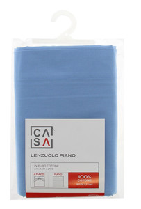 Lenzuolo Piano Tinta Unita 2 Piazze Cm240x290 Azzurro Scuro Casa - Foto 1