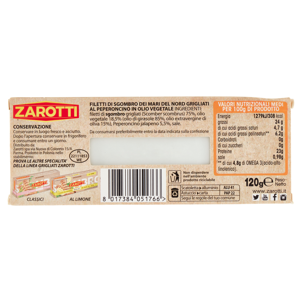 Filetti Di Sgombro Grigliati Al Peperoncino In Olio Delicato Zarotti - Foto 3