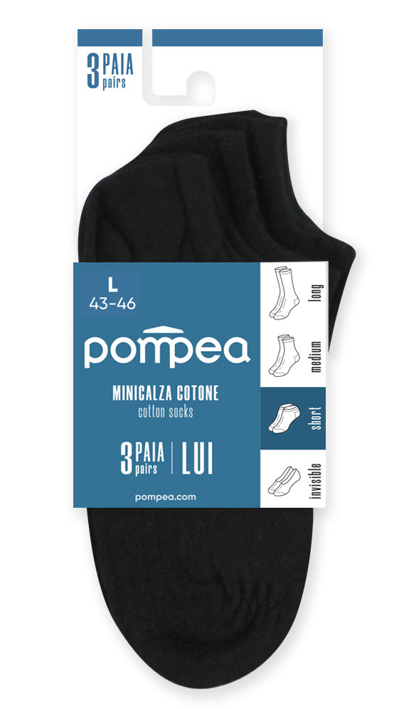 Minicalze Uomo Tg.43/46 Nero Conf Da 3 Pompea - Foto 1