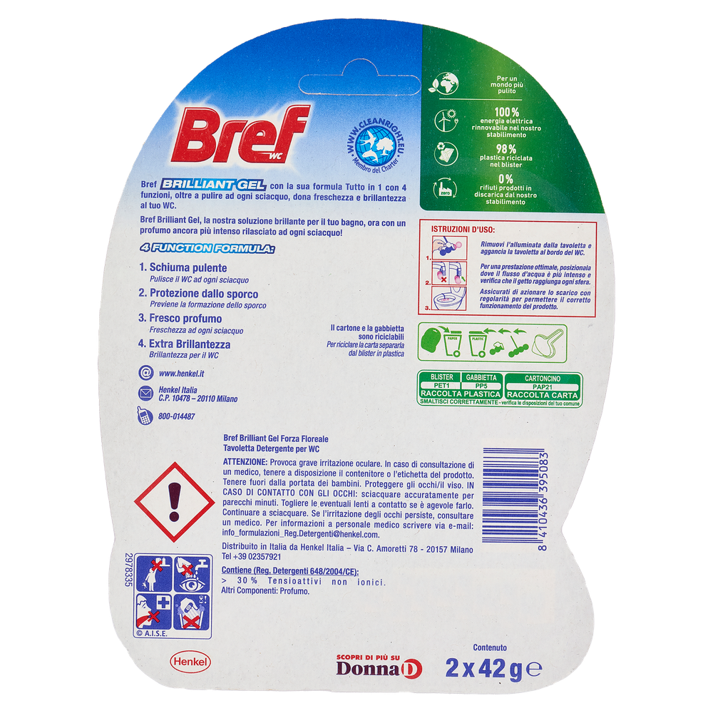 Tavoletta Detergente Per Wc Forza Artica Brilliant Gel Tutto In 1 Bref - Foto 3