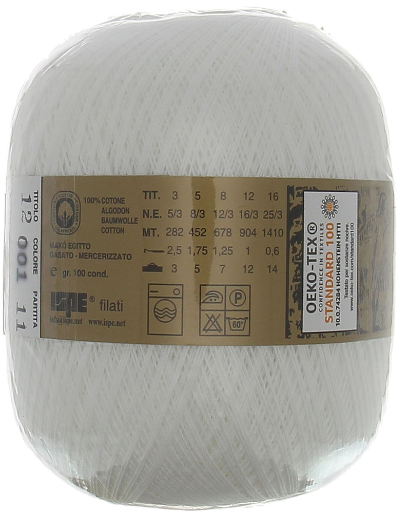 Filo Crochet Colore 001 Bianco Taglia N.12 Gr.100 Gutermann