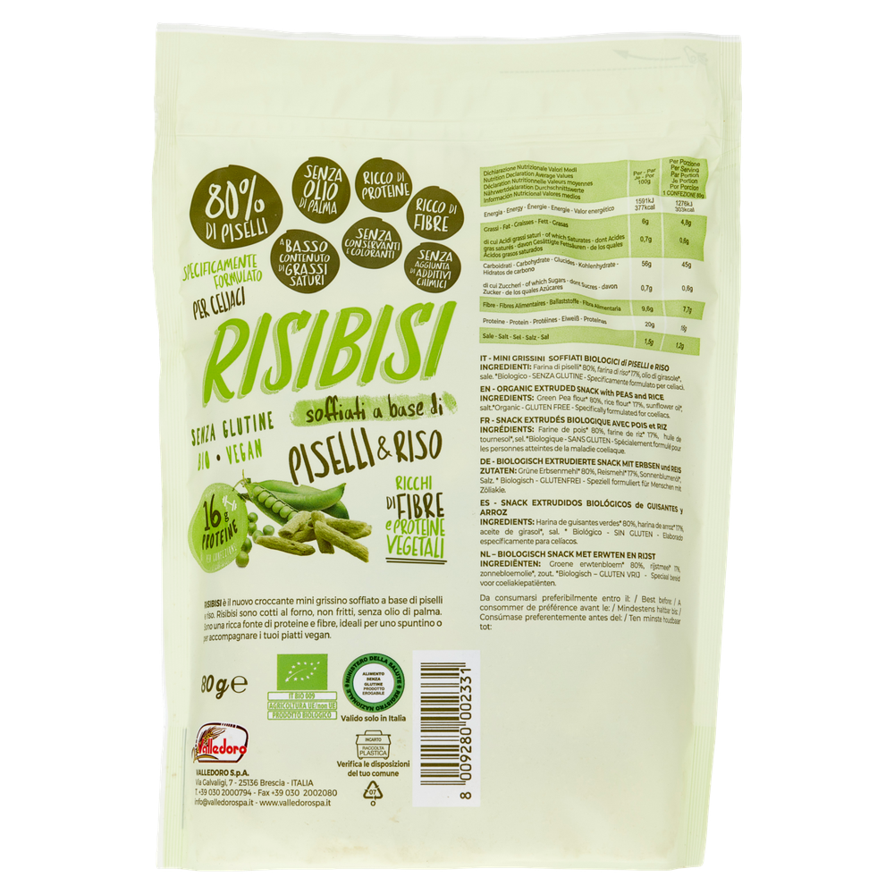 Snack Risibisi Piselli E Riso Bio Soffiati Valledoro - Foto 3