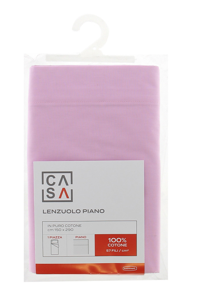 Lenzuolo Piano Tinta Unita 1 Piazza Cm150x290 Rosa Casa - Foto 1