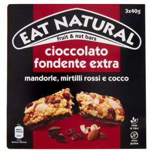 Barrette Cioccolato Fondente Mandorle Mirtilli Cocco 3x40g Eat Natural - Foto 1