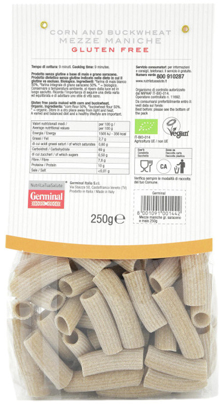 Mezze Maniche Grano Saraceno E Mais Senza Glutine Germinal Bio - Foto 2