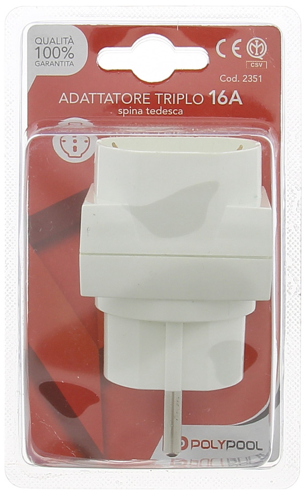 Adattatore Spina 16a Terra Laterale 2 Prese 10/16a +presa P40 Poolypool - Foto 2