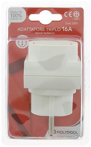 Adattatore Spina 16a Terra Laterale 2 Prese 10/16a +presa P40 Poolypool - Foto 2