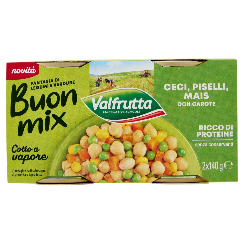 Buonmix Fantasia Di Legumi Con Ceci Piselli Mais 2x140 Valfrutta - Foto 1