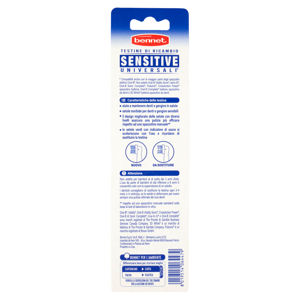 Testine Ricambio Spazzolino Elettrico Sensitive Universali Bennet - Foto 3