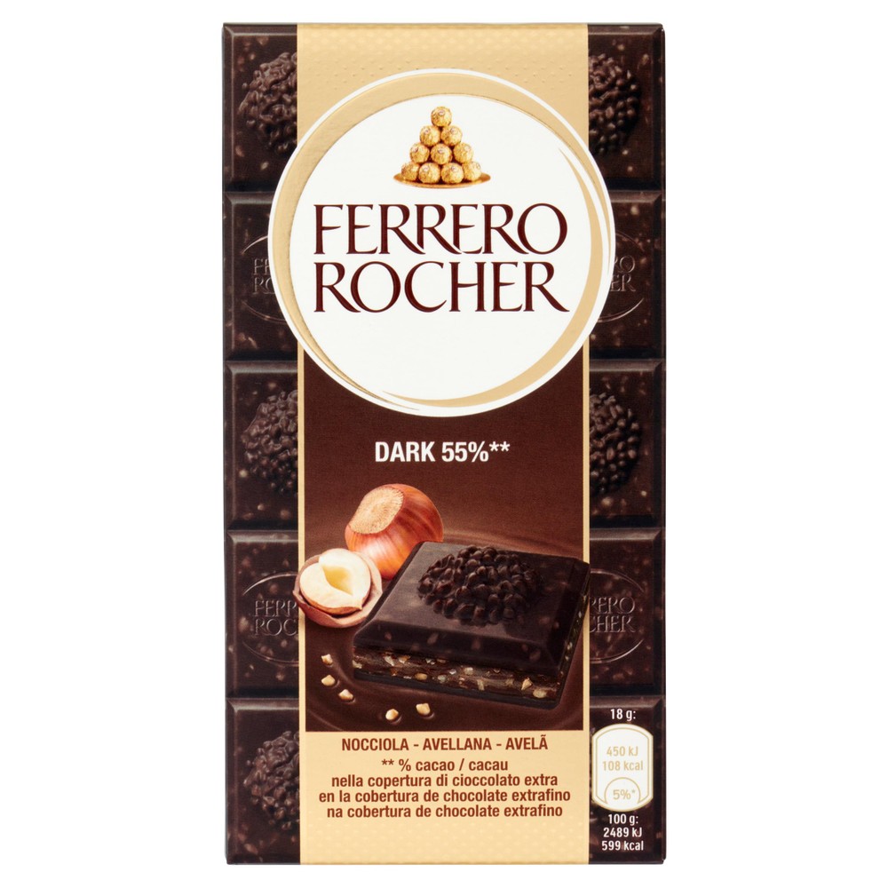 Tavoletta Di Cioccolato Dark Ripieno Nocciola Ferrero Rocher - Foto 1