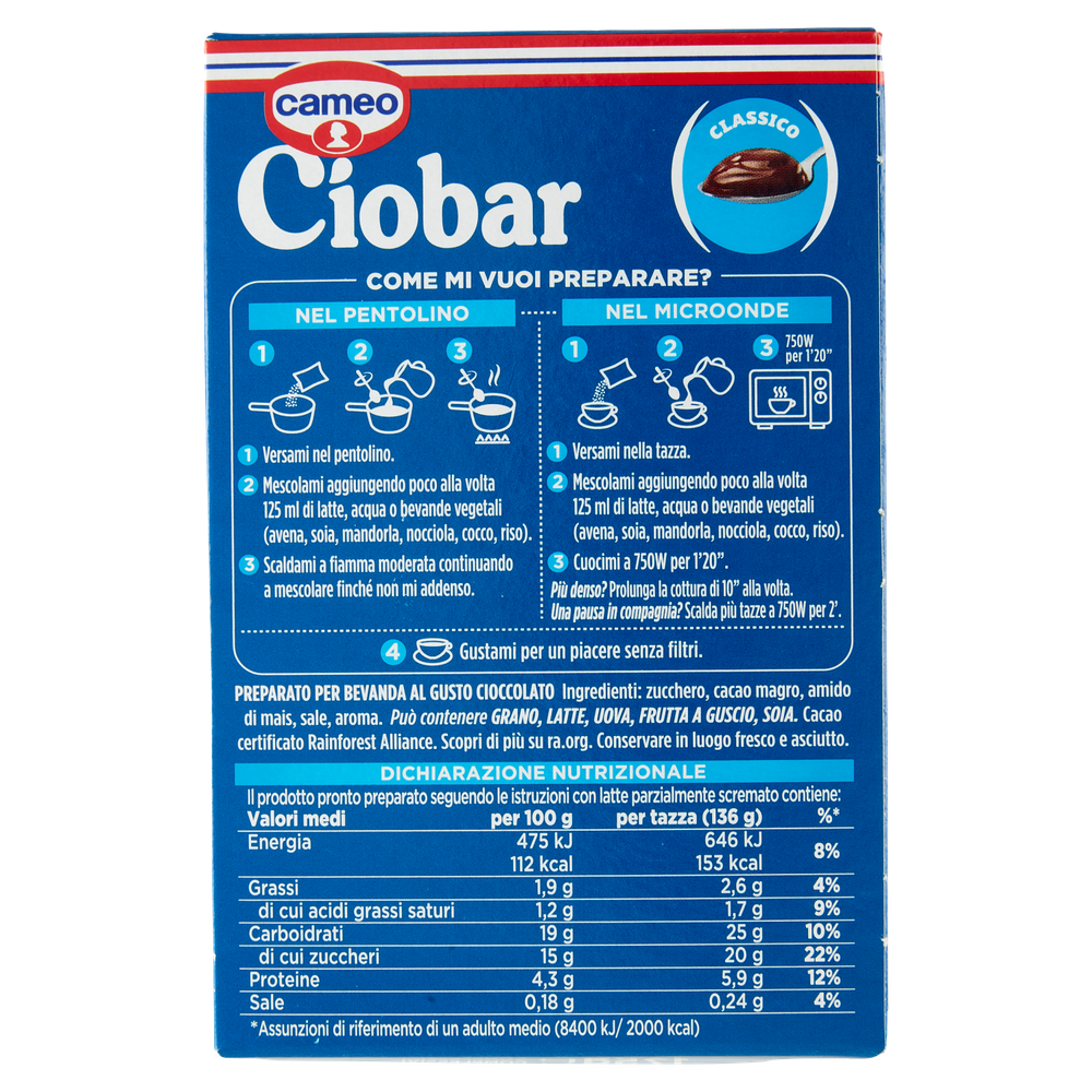 Preparato Ciobar Per Cioccolata In Tazza Classico 7x25g Cameo - Foto 3
