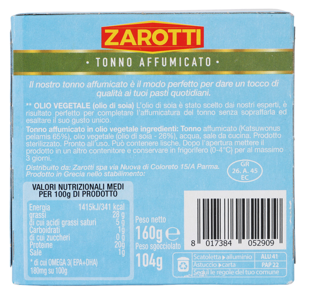 Filetti Di Tonno Affumicato In Olio Vegetale Gr.160 Zarotti - Foto 3