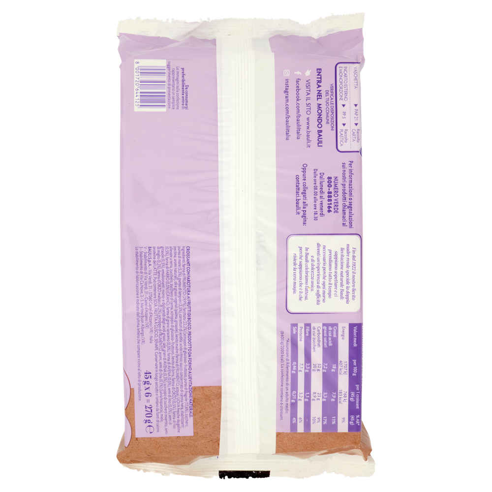 Croissant Ai 7 Cereali Con Farcitura Ai Frutti Di Bosco 6x45g Bauli - Foto 3