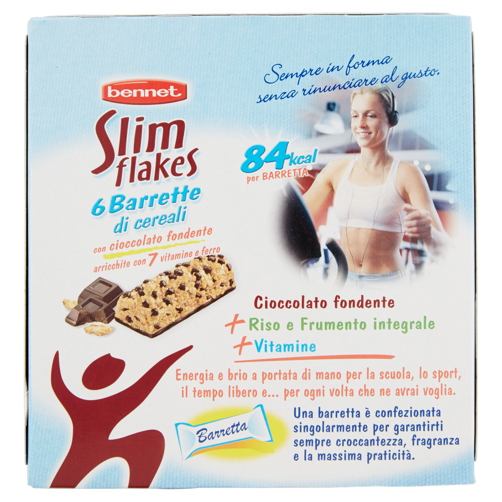 Barrette Slim Flakes Ai Cereali Con Cioccolato Fondente 6pz Bennet - Foto 3