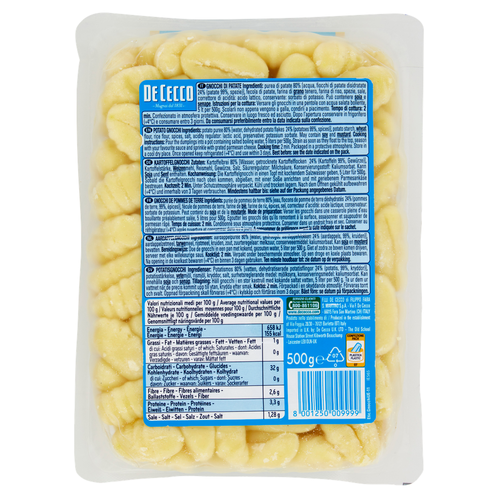 Pasta Gnocchi Di Patate De Cecco - Foto 3