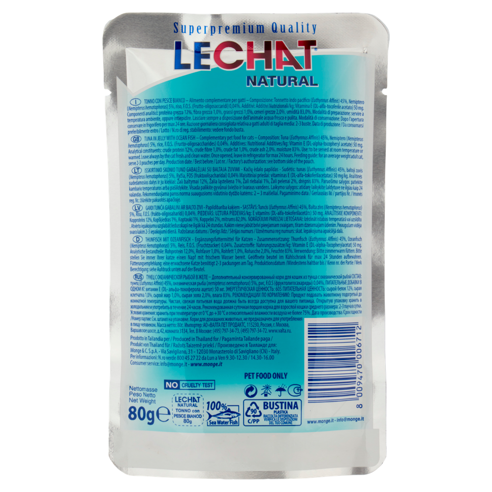 Alimento Umido Per Gatti Natural Tonno Con Pesce Lechat - Foto 3