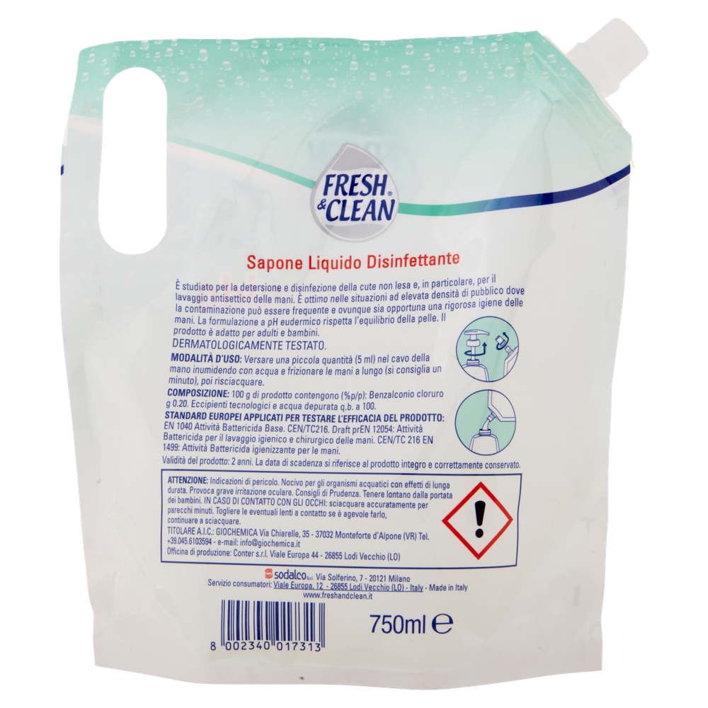 Sapone Liquido Ricarica Fresh And Clean Disinfettante - Foto 3