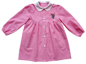 Grembiule Asilo Bambina 4 Anni Vichy Rosa Ricamo Stitch - Foto 1