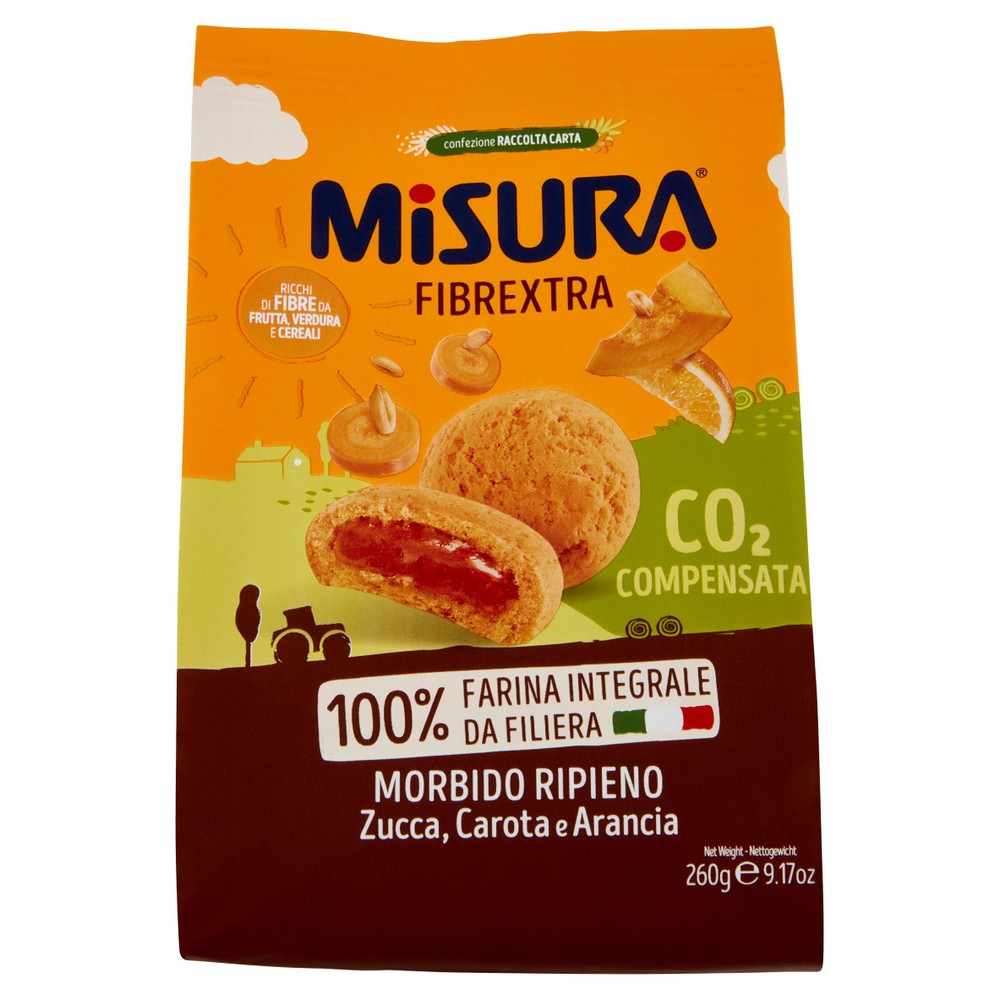 Biscotti Fibrextra Integrali Ripieni Di Zucca, Carota, Arancia Misura - Foto 1