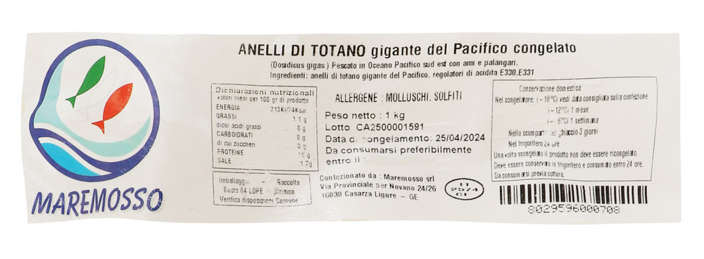 Anelli Di Totano Gigante Del Pacifico Congelati Kg.1 Maremosso - Foto 3